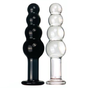 Black 4 Beads Pyrex glass crystal dildo Sex toy Adult products for women penis Anal butt plug women female male masturbation