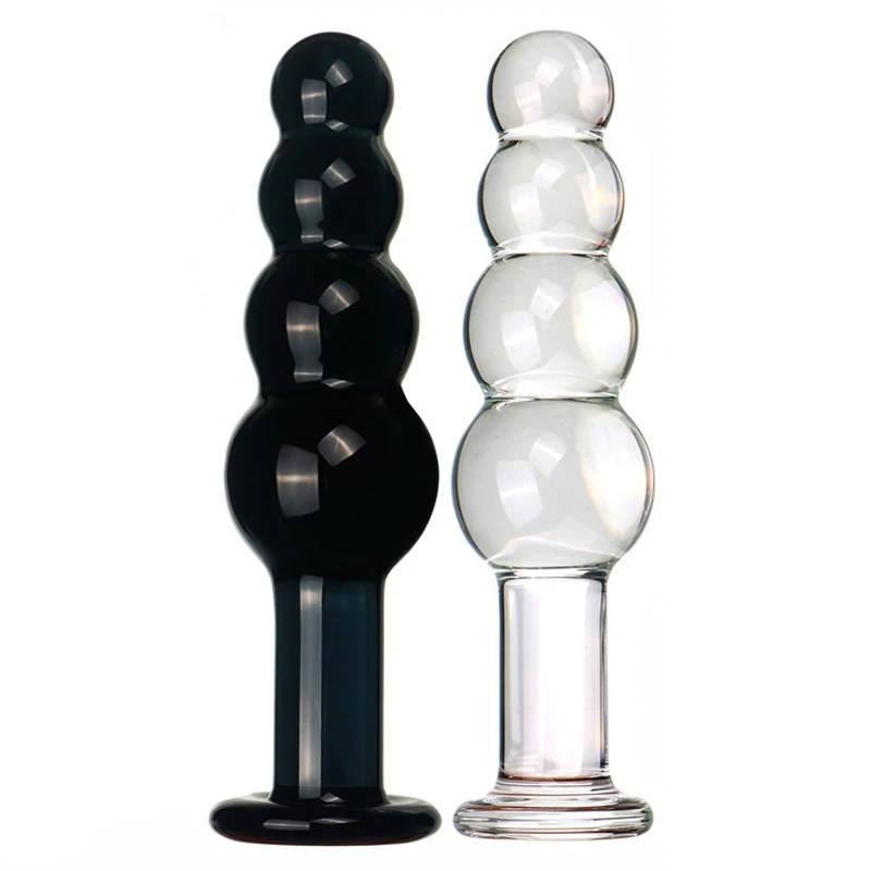 Black 4 Beads Pyrex glass crystal dildo Sex toy Adult products for women penis Anal butt plug women female male masturbation