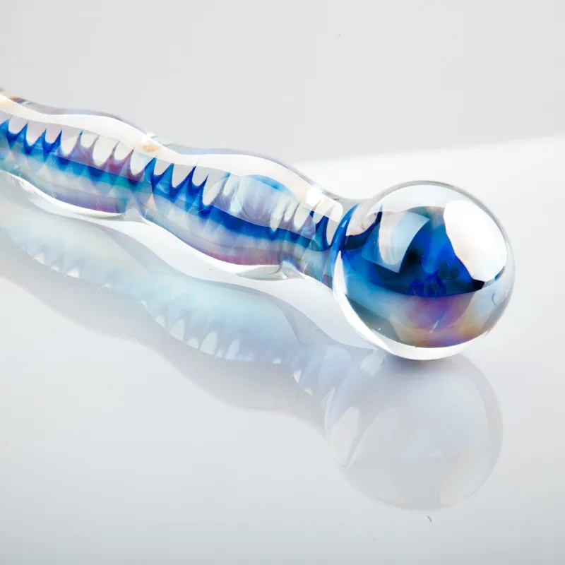 Colorful Crystal Pyrex Glass Dildo Anal Beads Ball Butt Plug Masturbation Artificial Penis Dildo Adult Sex Toys For Women Gay