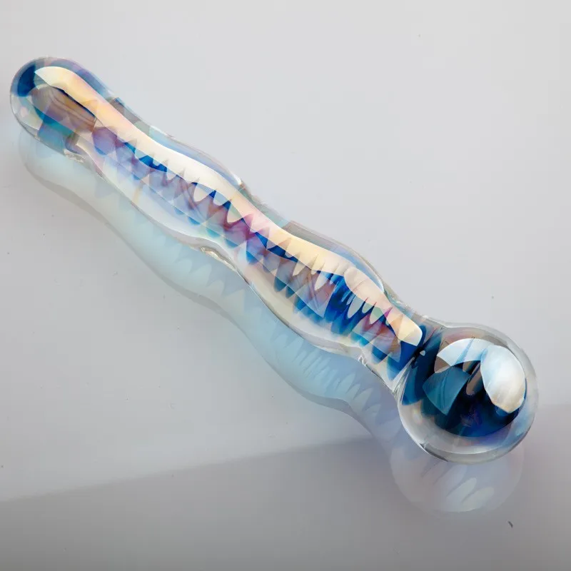 Colorful Crystal Pyrex Glass Dildo Anal Beads Ball Butt Plug Masturbation Artificial Penis Dildo Adult Sex Toys For Women Gay