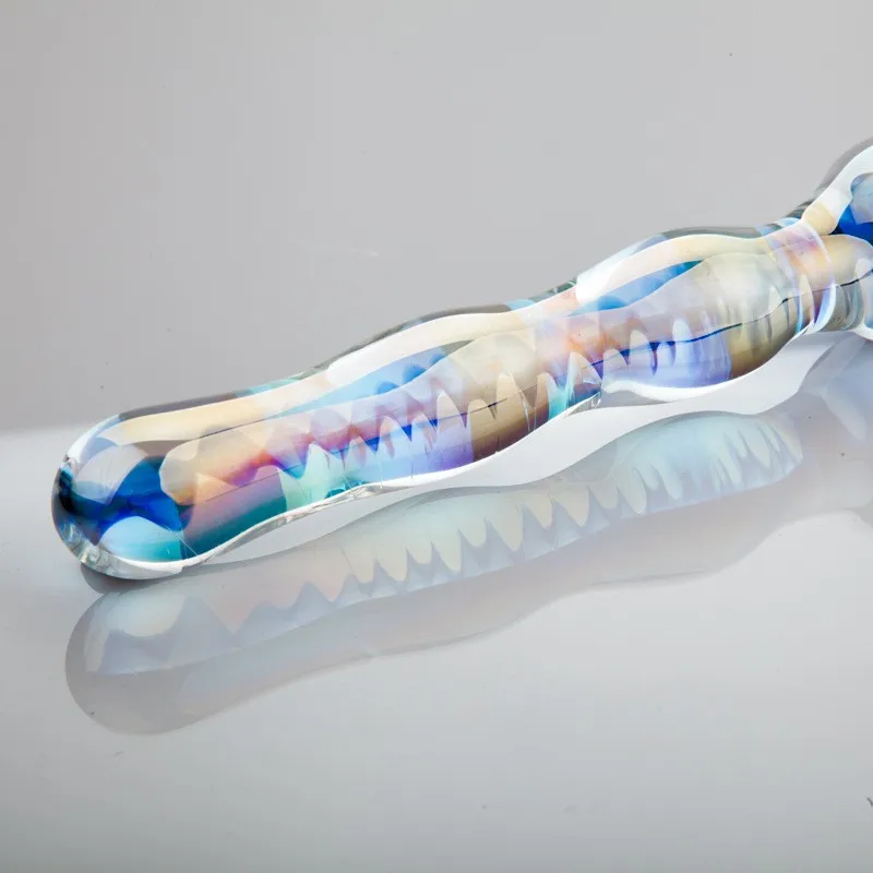 Colorful Crystal Pyrex Glass Dildo Anal Beads Ball Butt Plug Masturbation Artificial Penis Dildo Adult Sex Toys For Women Gay