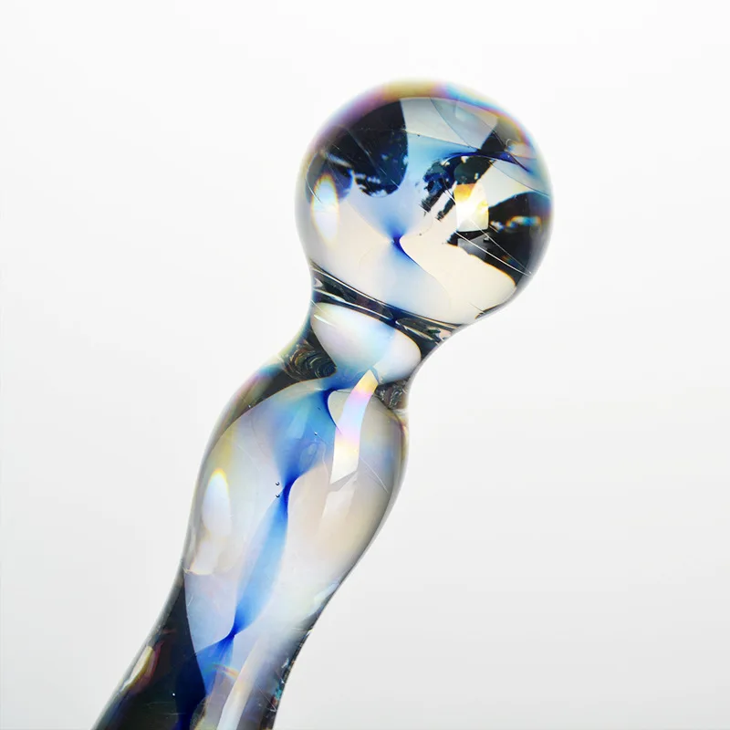 Colorful Crystal Pyrex Glass Dildo Anal Beads Ball Butt Plug Masturbation Artificial Penis Dildo Adult Sex Toys For Women Gay