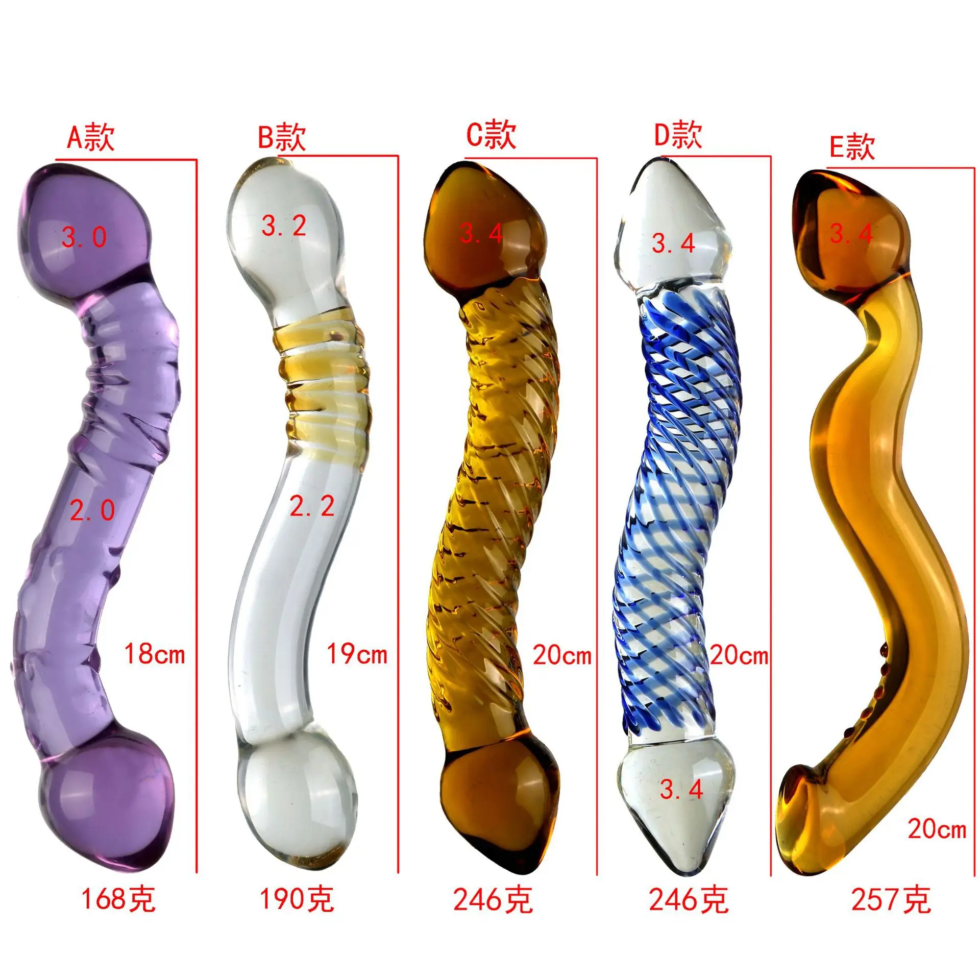 Pyrex Shaped Glass Dildo Artificial Fake Penis with Crystal Anal Butt Plug G-spot Massager Double Adult Toys Sex Toys for Women
