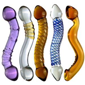 Pyrex Shaped Glass Dildo Artificial Fake Penis with Crystal Anal Butt Plug G-spot Massager Double Adult Toys Sex Toys for Women