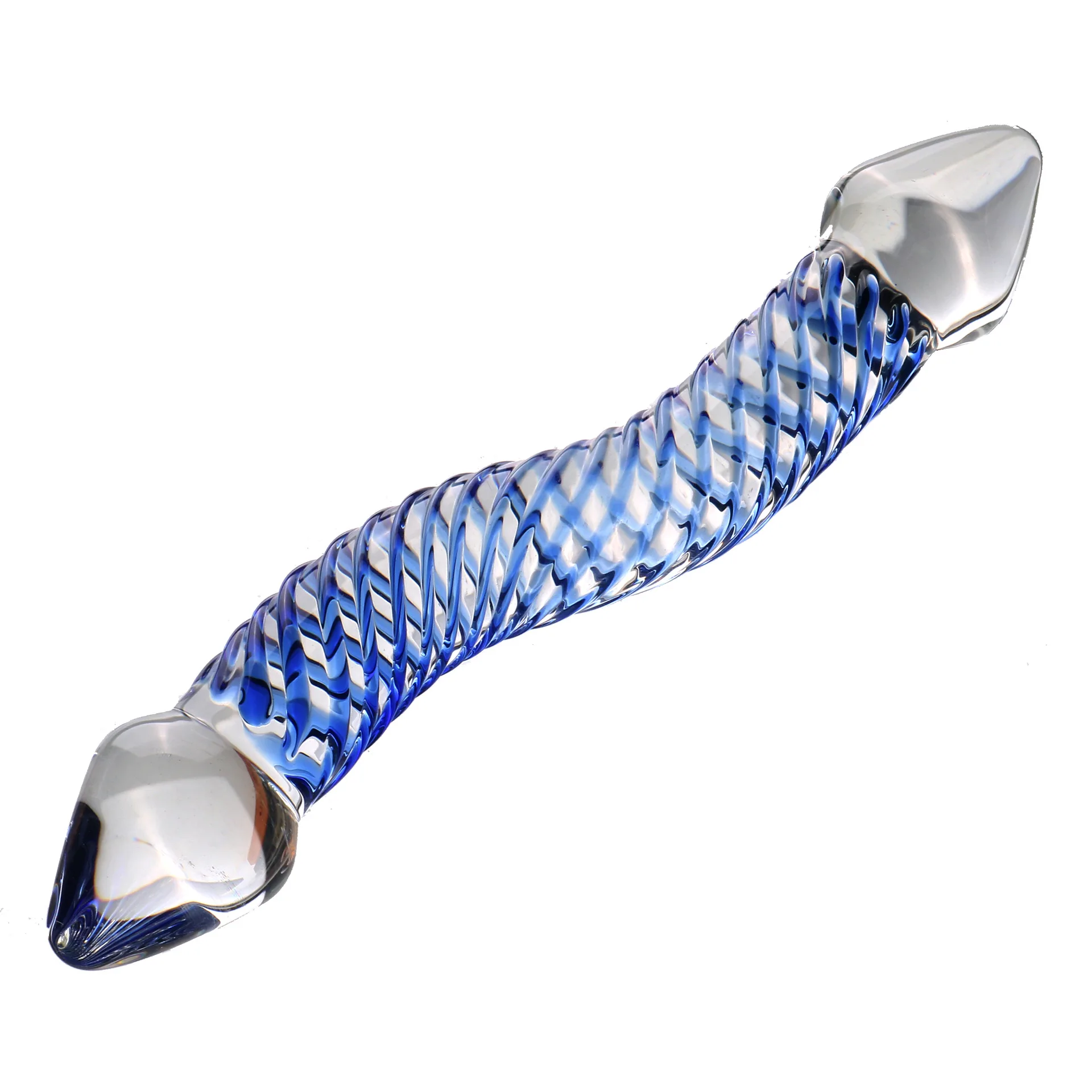 Pyrex Shaped Glass Dildo Artificial Fake Penis with Crystal Anal Butt Plug G-spot Massager Double Adult Toys Sex Toys for Women