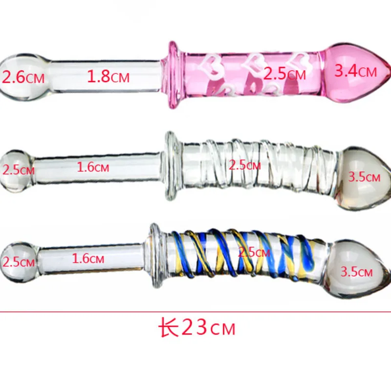 Long 230mm Pyrex Glass Dildo Sword Shape Fake Penis Crystal Anal Beads Butt Plug Prostate Massager G Spot Female Mentoys