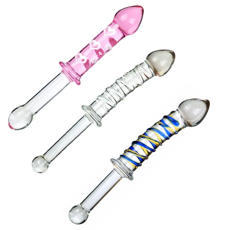 Long 230mm Pyrex Glass Dildo Sword Shape Fake Penis Crystal Anal Beads Butt Plug Prostate Massager G Spot Female Mentoys