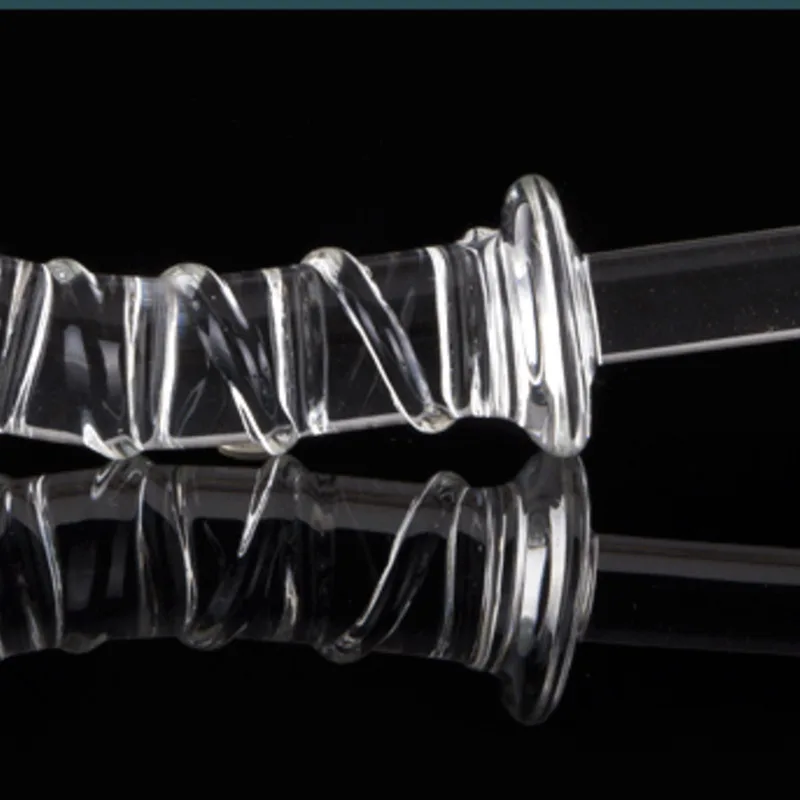Long 230mm Pyrex Glass Dildo Sword Shape Fake Penis Crystal Anal Beads Butt Plug Prostate Massager G Spot Female Mentoys