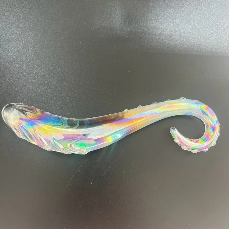 Hippocampus Shape G Spot Masturbator Pyrex Glass Crystal Dildo With Beads Fake Penis Anal Butt Plug Gay Female Masturbation