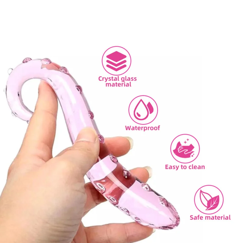 Hippocampus Shape G Spot Masturbator Pyrex Glass Crystal Dildo With Beads Fake Penis Anal Butt Plug Gay Female Masturbation