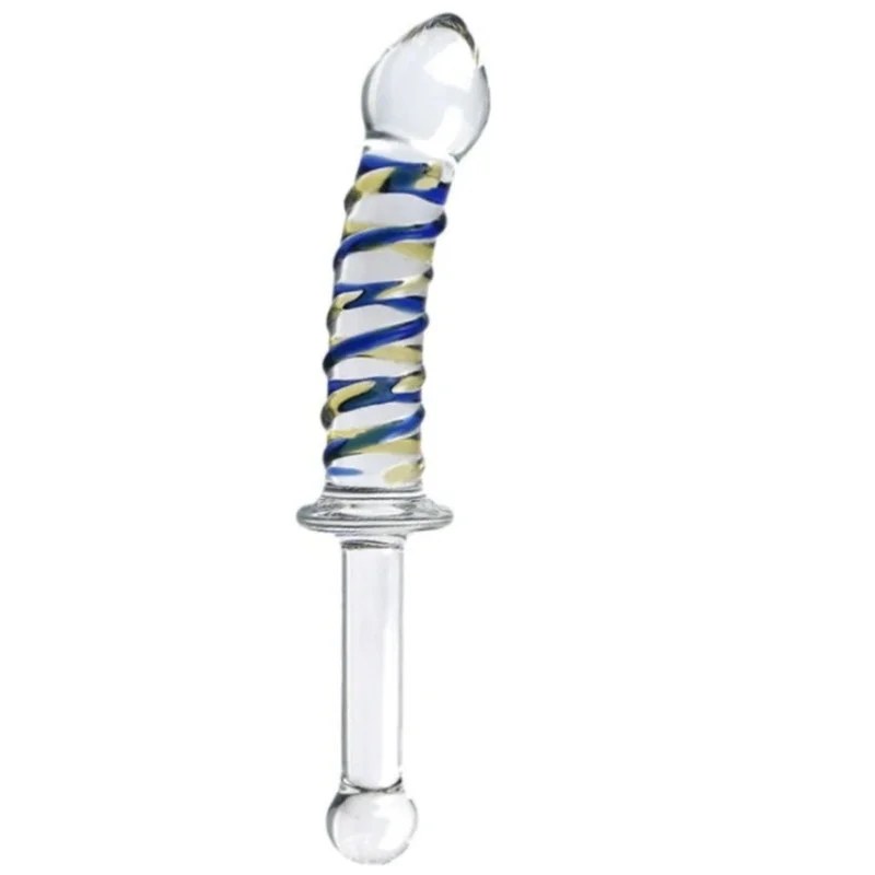 Sword Shape Pyrex Glass Dildo Artificial Dick Male Penis Anal Butt Plug Adult Masturbator Tube Sex Toys Women BDSM