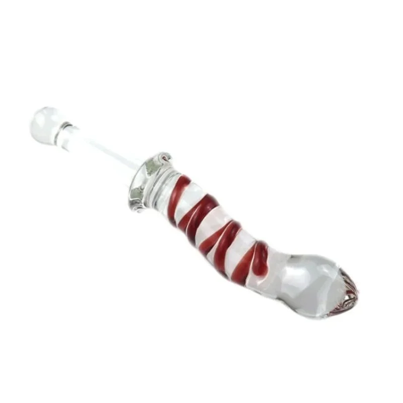 Sword Shape Pyrex Glass Dildo Artificial Dick Male Penis Anal Butt Plug Adult Masturbator Tube Sex Toys Women BDSM