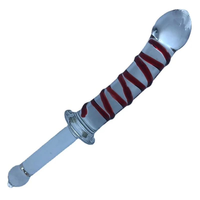 Sword Shape Pyrex Glass Dildo Artificial Dick Male Penis Anal Butt Plug Adult Masturbator Tube Sex Toys Women BDSM