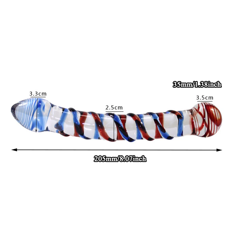 Colorful Pyrex Glass Dildo Double Ended Headed Crystal Fake Penis Anal Butt Plug G Spot Stimulators Sex Toys For Woman