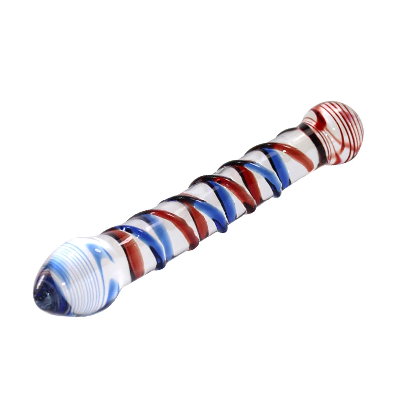 Colorful Pyrex Glass Dildo Double Ended Headed Crystal Fake Penis Anal Butt Plug G Spot Stimulators Sex Toys For Woman