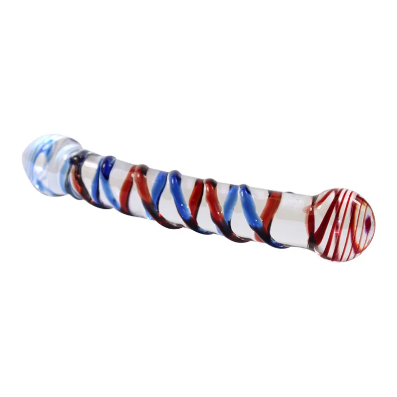 Colorful Pyrex Glass Dildo Double Ended Headed Crystal Fake Penis Anal Butt Plug G Spot Stimulators Sex Toys For Woman