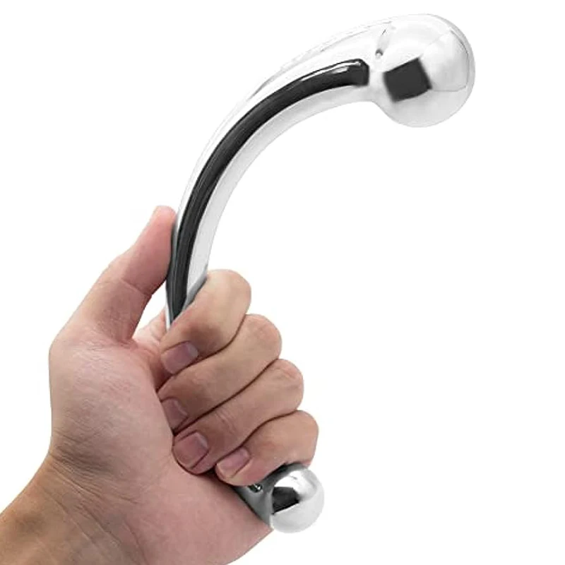 Met Double-Ended Dildo Anal Plug Sex Toy with Different Size Curved Ends for Men Women G-spot Stimulation Prostate Massager