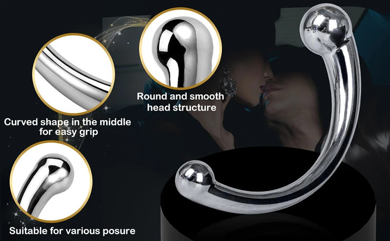 Met Double-Ended Dildo Anal Plug Sex Toy with Different Size Curved Ends for Men Women G-spot Stimulation Prostate Massager