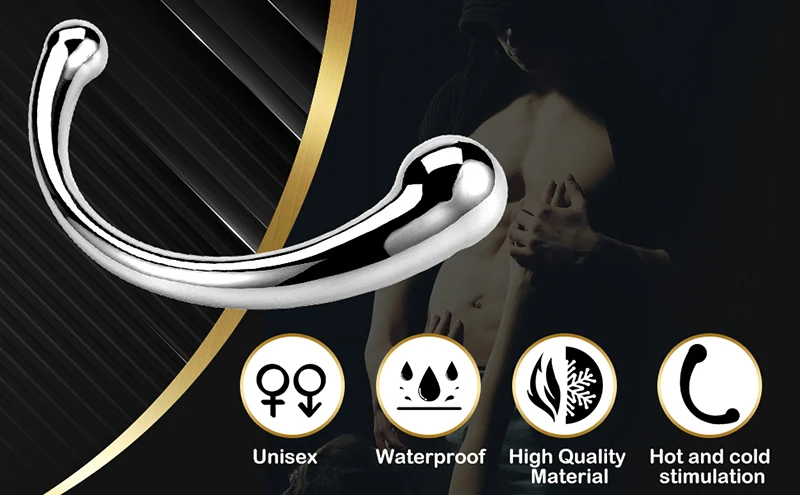 Met Double-Ended Dildo Anal Plug Sex Toy with Different Size Curved Ends for Men Women G-spot Stimulation Prostate Massager
