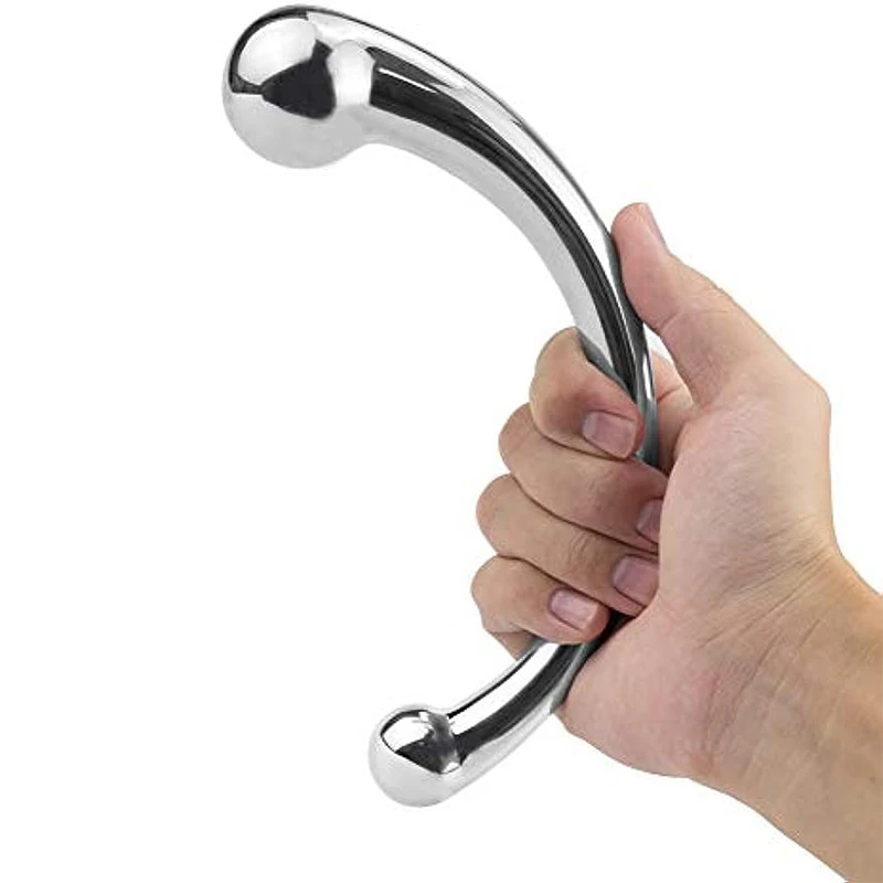 Met Double-Ended Dildo Anal Plug Sex Toy with Different Size Curved Ends for Men Women G-spot Stimulation Prostate Massager