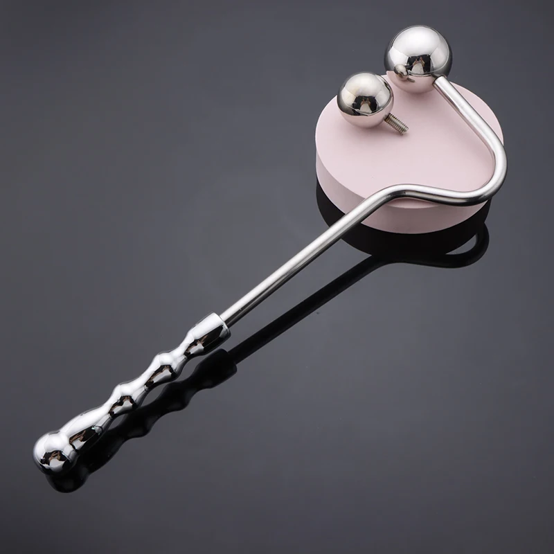 Male Prostate Massager New Curved Anal Hook Metal Ball Head Beads Butt Plug Dilator Sex Toy For Men Woemn Stainless Steel 18+