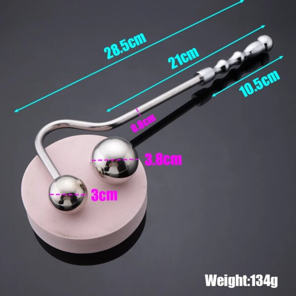 Male Prostate Massager New Curved Anal Hook Metal Ball Head Beads Butt Plug Dilator Sex Toy For Men Woemn Stainless Steel 18+
