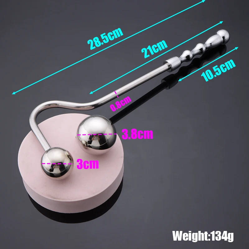 Male Prostate Massager New Curved Anal Hook Metal Ball Head Beads Butt Plug Dilator Sex Toy For Men Woemn Stainless Steel 18+