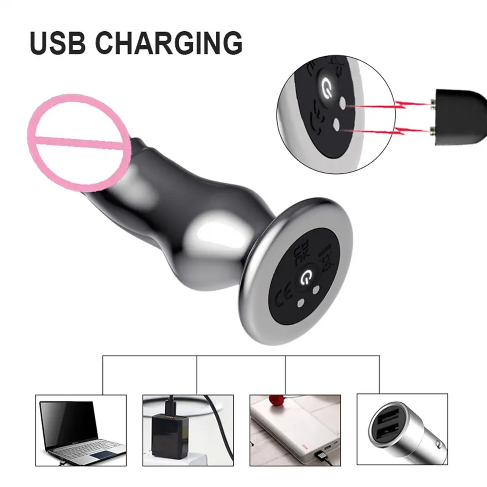 Metal Vibrator Butt Plug for Woman Stainless Steel Dildo Vibrator for Women Remote Control Erotic Massager Female Anal Sex Toys