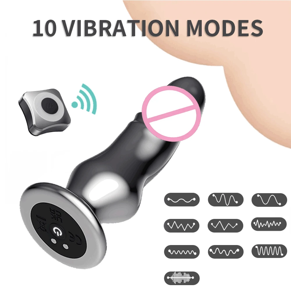 Metal Vibrator Butt Plug for Woman Stainless Steel Dildo Vibrator for Women Remote Control Erotic Massager Female Anal Sex Toys