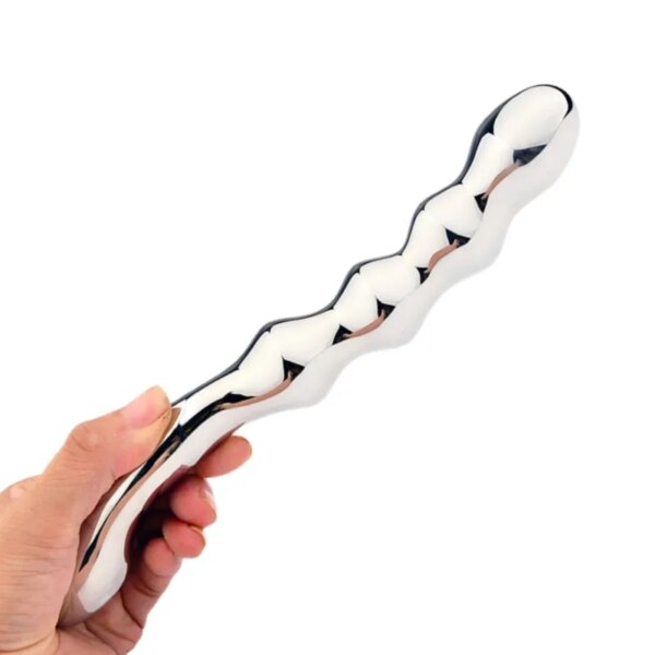 Duplex Multifunction Metal Beads Butt Plug with Moveable Fake Dildo G Spot Wand for Women Prostate Massager Vaginal Sex Toys