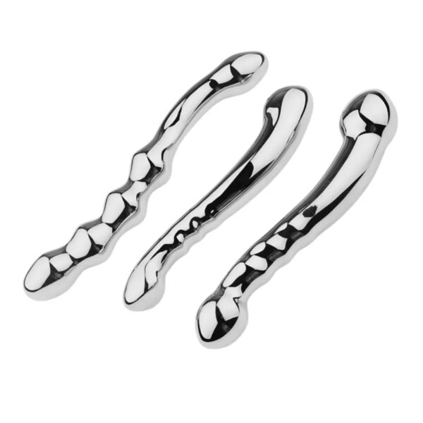 Duplex Multifunction Metal Beads Butt Plug with Moveable Fake Dildo G Spot Wand for Women Prostate Massager Vaginal Sex Toys