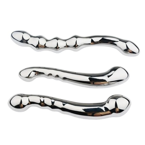 Duplex Multifunction Metal Beads Butt Plug with Moveable Fake Dildo G Spot Wand for Women Prostate Massager Vaginal Sex Toys