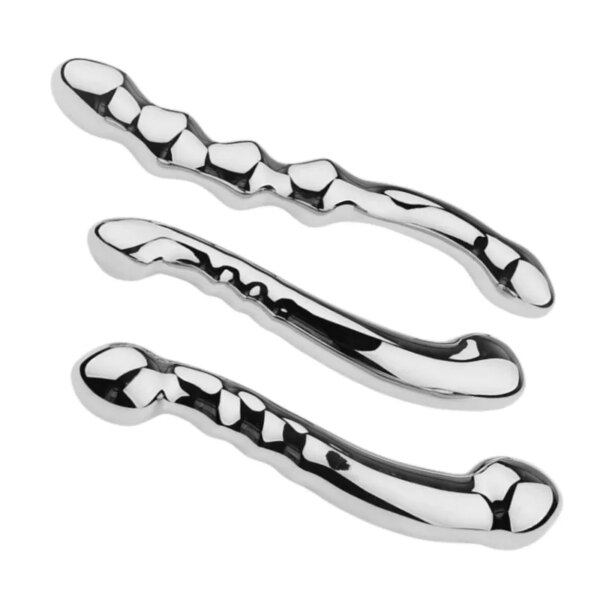 Duplex Multifunction Metal Beads Butt Plug with Moveable Fake Dildo G Spot Wand for Women Prostate Massager Vaginal Sex Toys