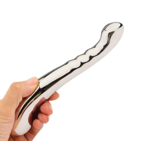 Duplex Multifunction Metal Beads Butt Plug with Moveable Fake Dildo G Spot Wand for Women Prostate Massager Vaginal Sex Toys