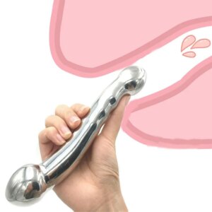 Female Stainless Steel Double Heads Fake Dildo G Spot Wand Anal Anus Beads Butt Plug Metal Massager Vaginal Stimulate Sex Toys