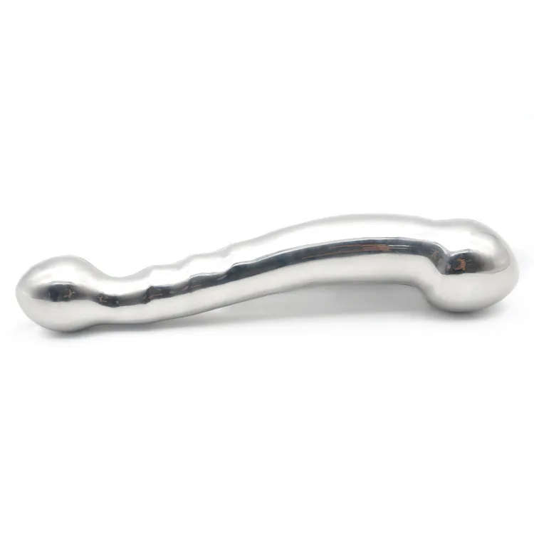 Female Stainless Steel Double Heads Fake Dildo G Spot Wand Anal Anus Beads Butt Plug Metal Massager Vaginal Stimulate Sex Toys