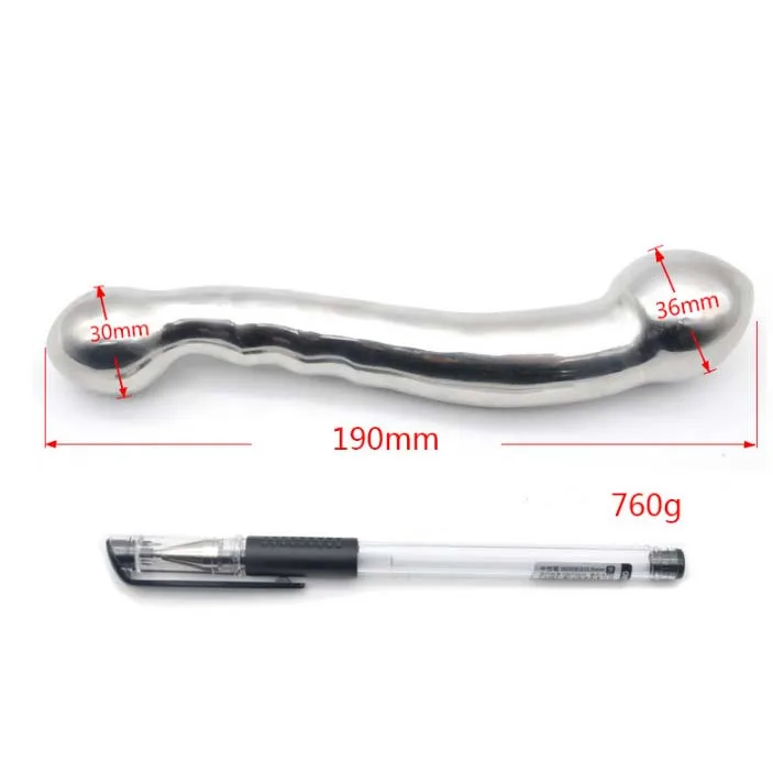 Female Stainless Steel Double Heads Fake Dildo G Spot Wand Anal Anus Beads Butt Plug Metal Massager Vaginal Stimulate Sex Toys