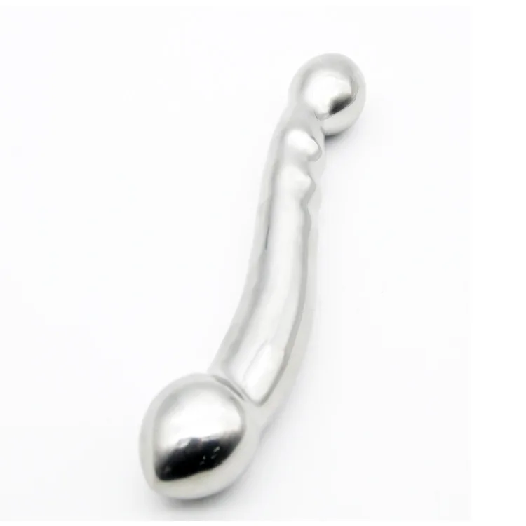 Female Stainless Steel Double Heads Fake Dildo G Spot Wand Anal Anus Beads Butt Plug Metal Massager Vaginal Stimulate Sex Toys