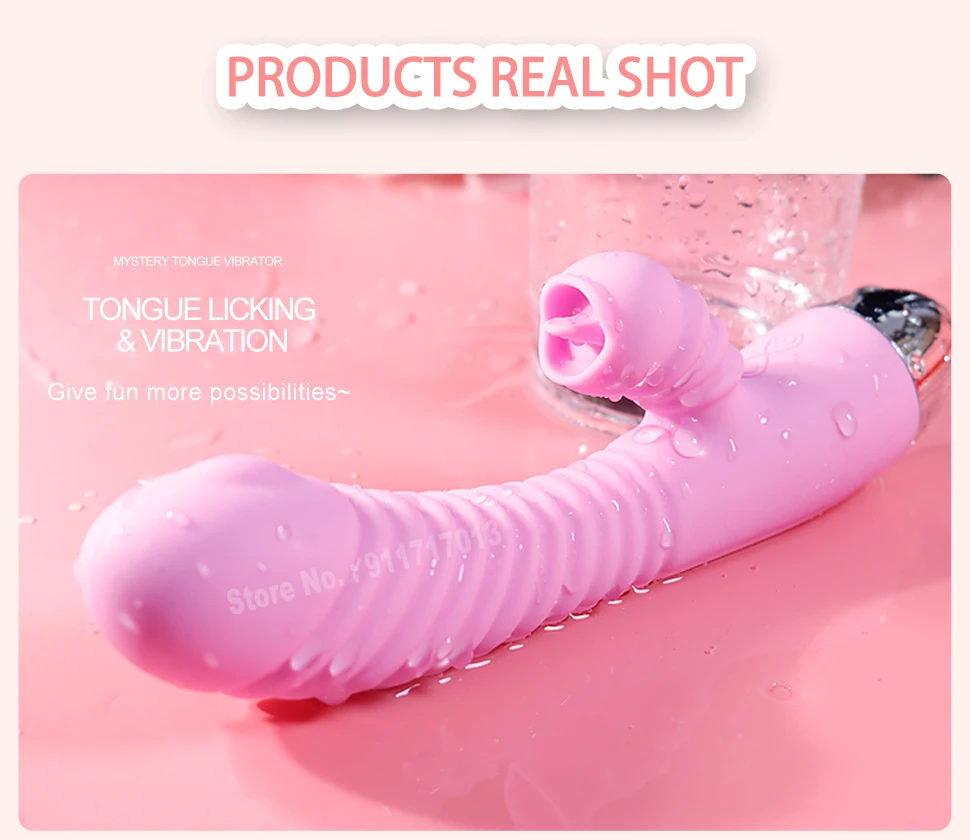 Vibrator For Women 2 In 1 Licking Machine Clitoris Stimulator G-Spot Powerful Vibro Dildo Wand Female Clit Sucker Adult Sex Toys