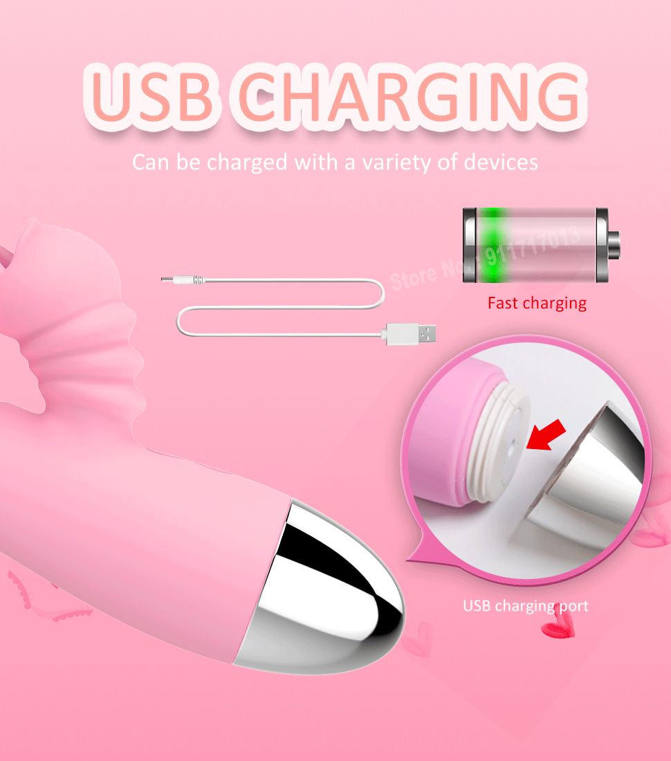 Vibrator For Women 2 In 1 Licking Machine Clitoris Stimulator G-Spot Powerful Vibro Dildo Wand Female Clit Sucker Adult Sex Toys