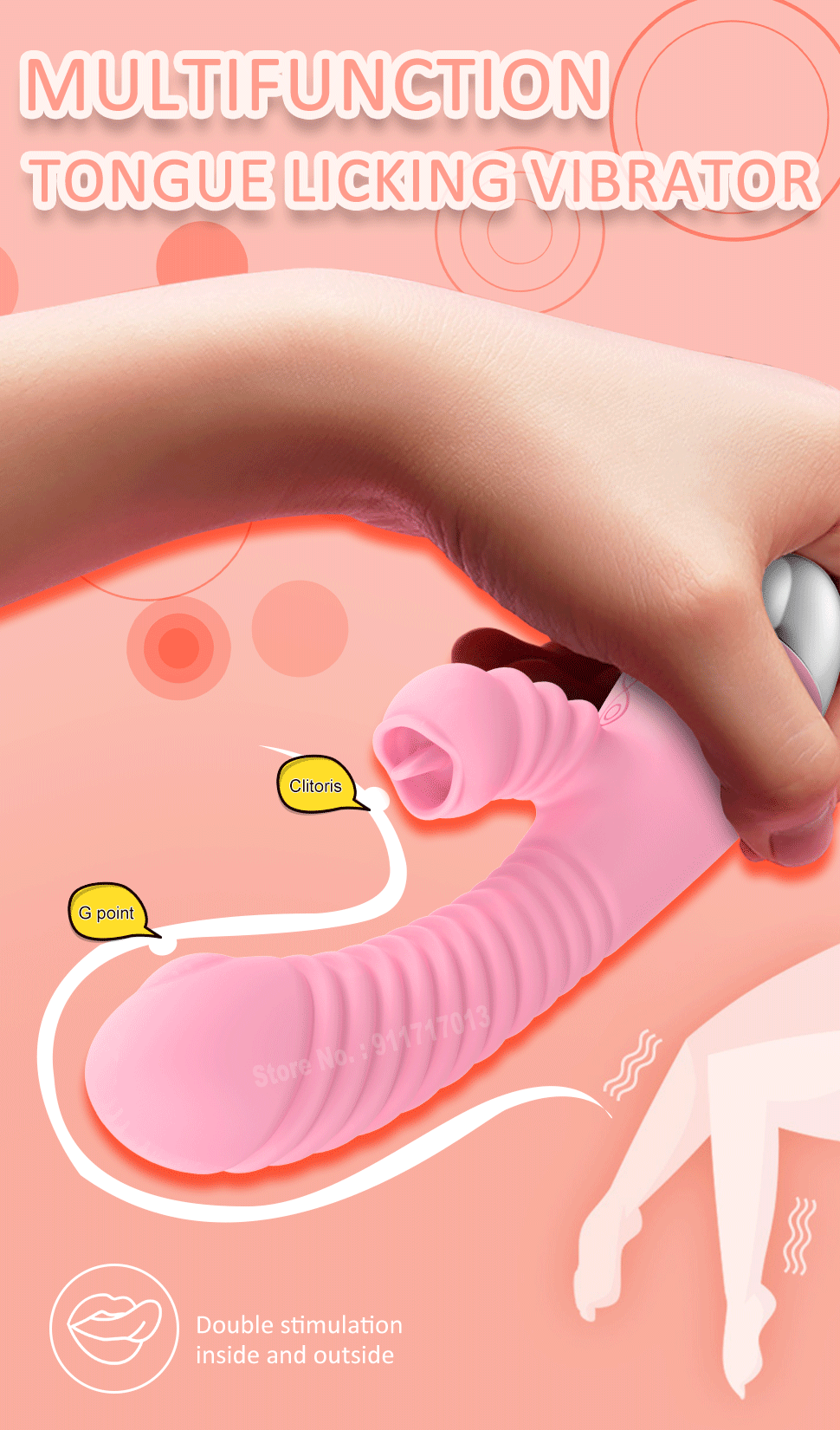 Vibrator For Women 2 In 1 Licking Machine Clitoris Stimulator G-Spot Powerful Vibro Dildo Wand Female Clit Sucker Adult Sex Toys