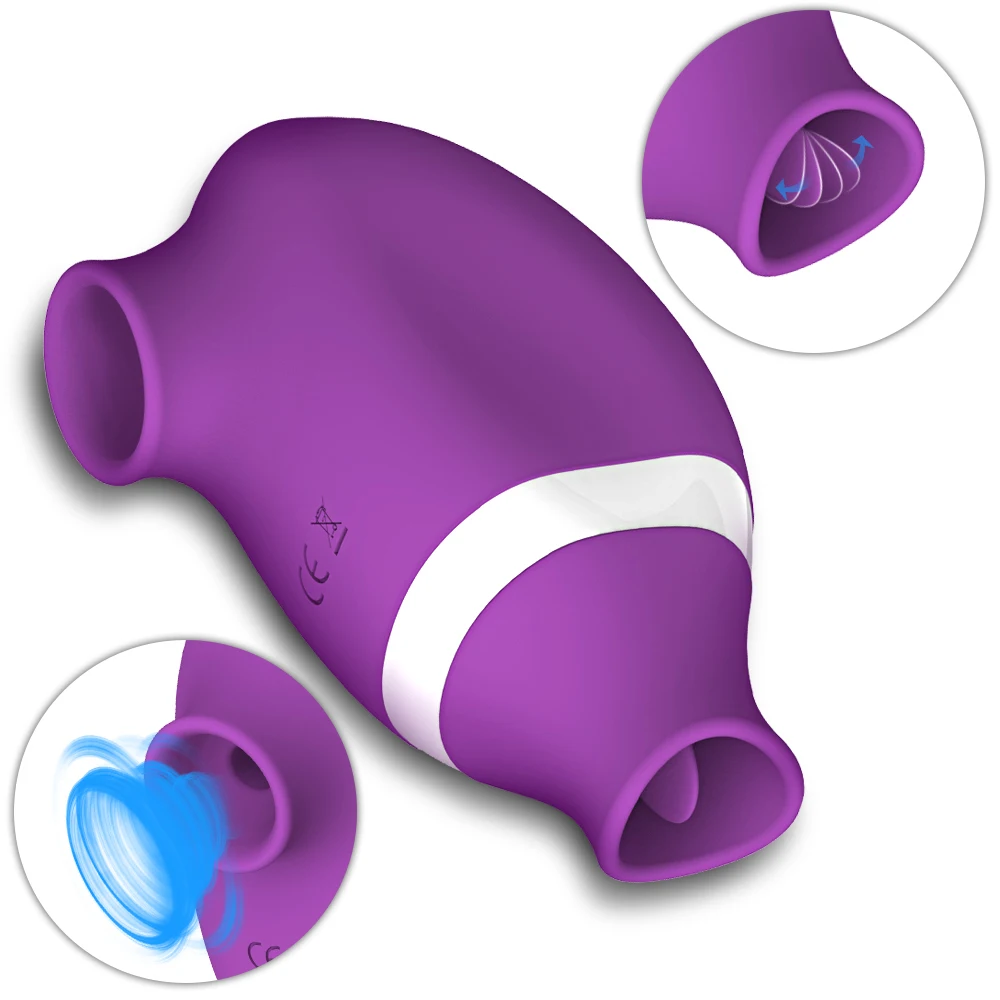 2 in 1 Clit Sucking Nipple Vibrator for Women G-Spot Suction Cup Licking Dual Stimulation Massager Women Hardcore Adult Sex Toy