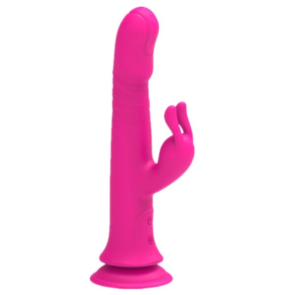 Thrusting Rabbit Vibrator Sex Adult Toys for Women Clitoral Stimulator G-Spot Vibrator with Silicone Suction Cup Dildo