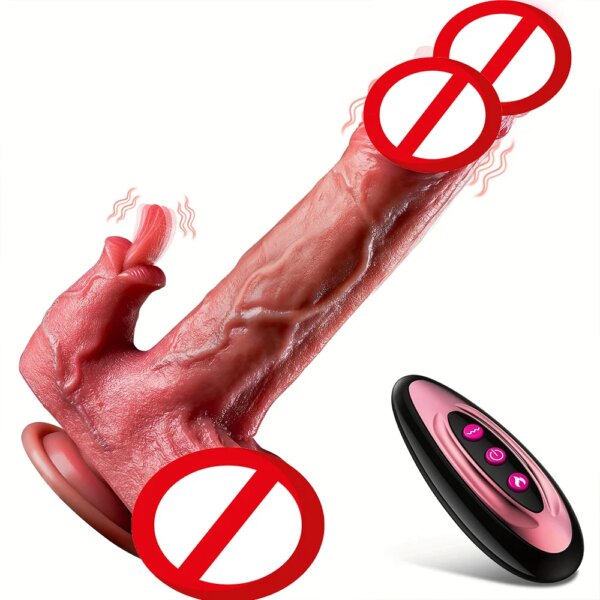 Realistic Thrusting Dildo Licking Vibrator Heated Liquid Silicone Dildo Anal Vibrator Suction Cup Masturbator Big Dick Sex Toys