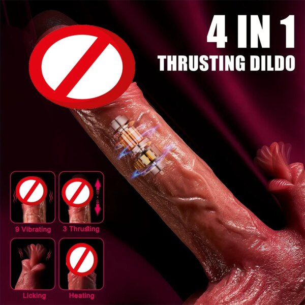 Realistic Thrusting Dildo Licking Vibrator Heated Liquid Silicone Dildo Anal Vibrator Suction Cup Masturbator Big Dick Sex Toys