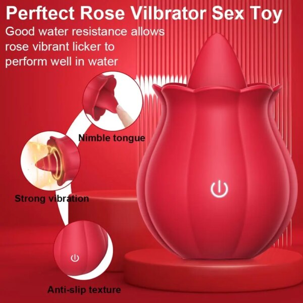 Rose-Vibrator Adult Sex Toys for Women 10 Tongue Licking Nipple Anal Clit Sucker G Spot Stimulator  Erotic Machine Adult Toys 18