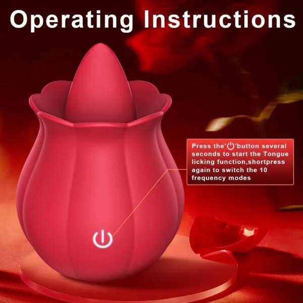 Rose-Vibrator Adult Sex Toys for Women 10 Tongue Licking Nipple Anal Clit Sucker G Spot Stimulator  Erotic Machine Adult Toys 18