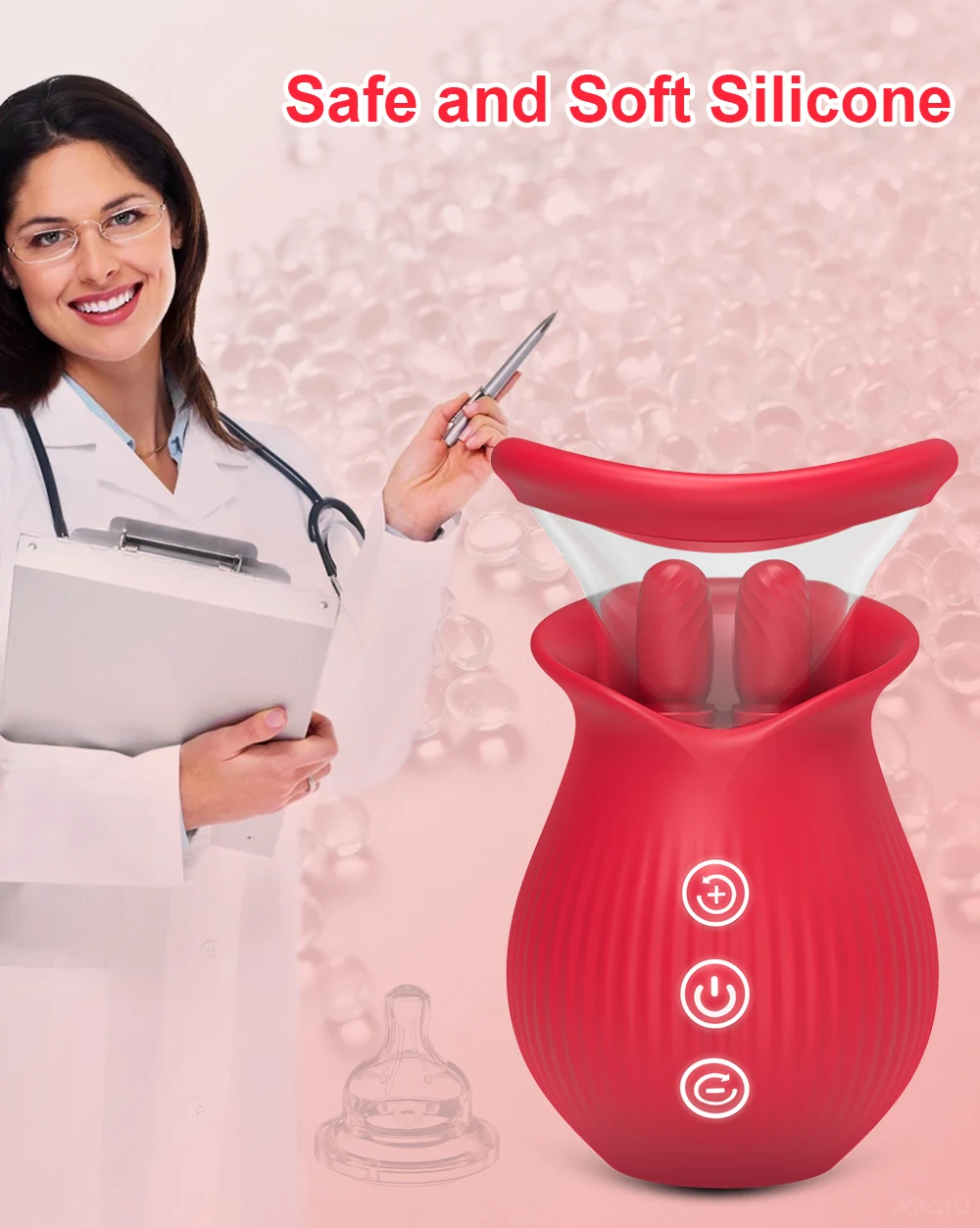Rose Vibrator with Suction Cups Clitoral Nipple Licking Sucking Stimulator Vibrating Female Adult Sex Toys for Women Couples Rose Vibrator with Suction Cups Clitoral Nipple Licking Sucking Stimulator Vibrating Female Adult Sex Toys for Women Couples