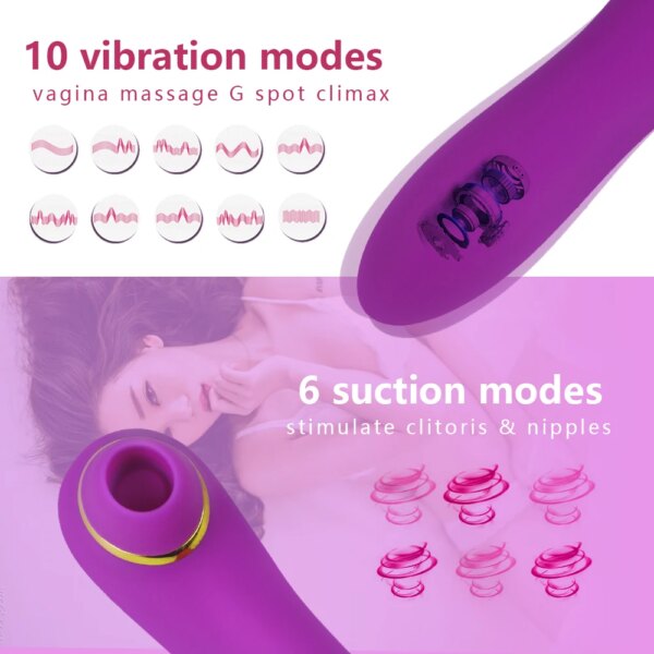 2 In 1 Sucking Vibrators Clit Sucker Vagina  Clitoris Stimulator Oral G Spot Toy Masturbator Nipple Sex Toys For Women