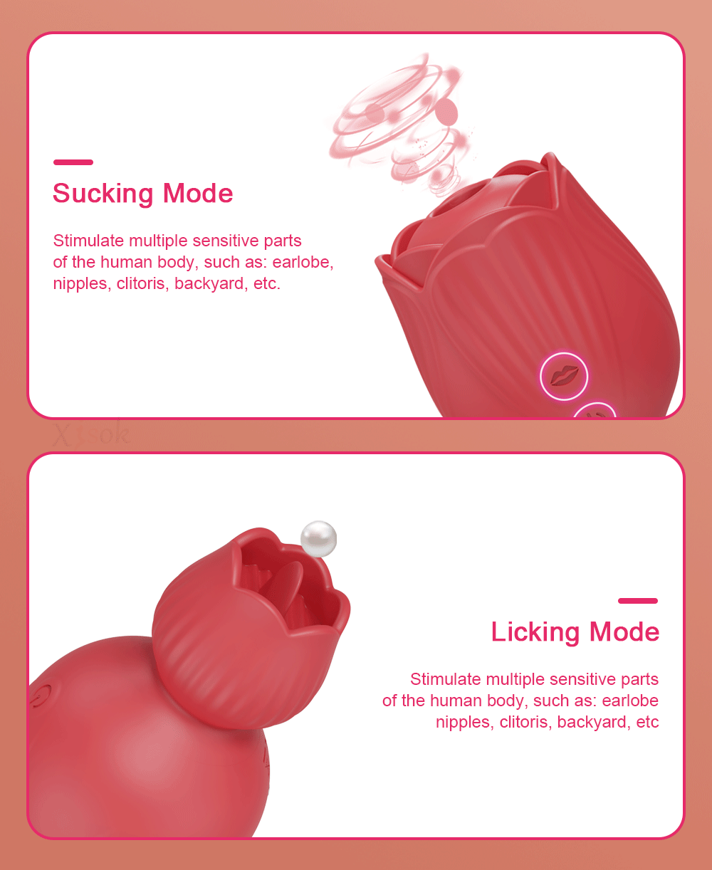2 in 1 Rose-Vibrator for Women Sucking Licking Vacuum Stimulator Oral Nipple Clit Sucker Sex Toys Female Adults Masturbation